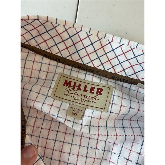 Miller Ranch Red/White Check Western Wear Button Front Long Shirt Cowboy XXL - Picture 4 of 8